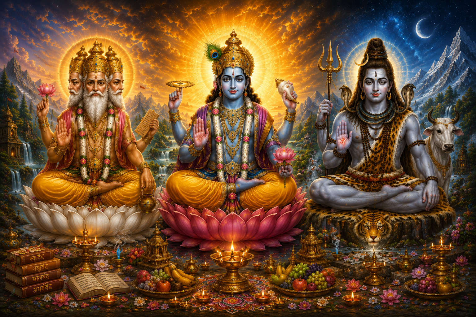 The Trimurti: Brahma, Vishnu, and Shiva — The Cosmic Trinity