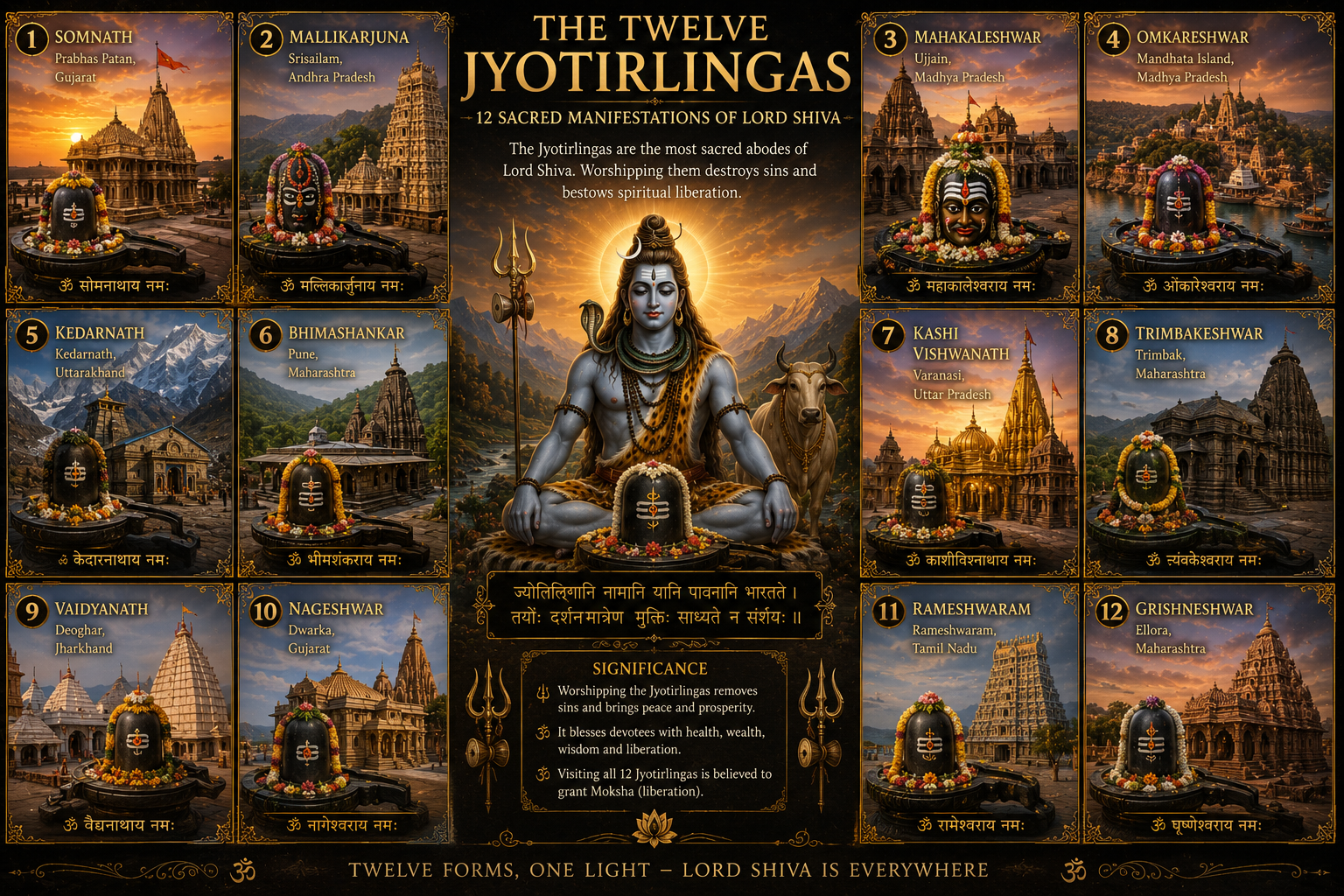 The Twelve Jyotirlingas: The Sacred Light-Shrines of Lord Shiva