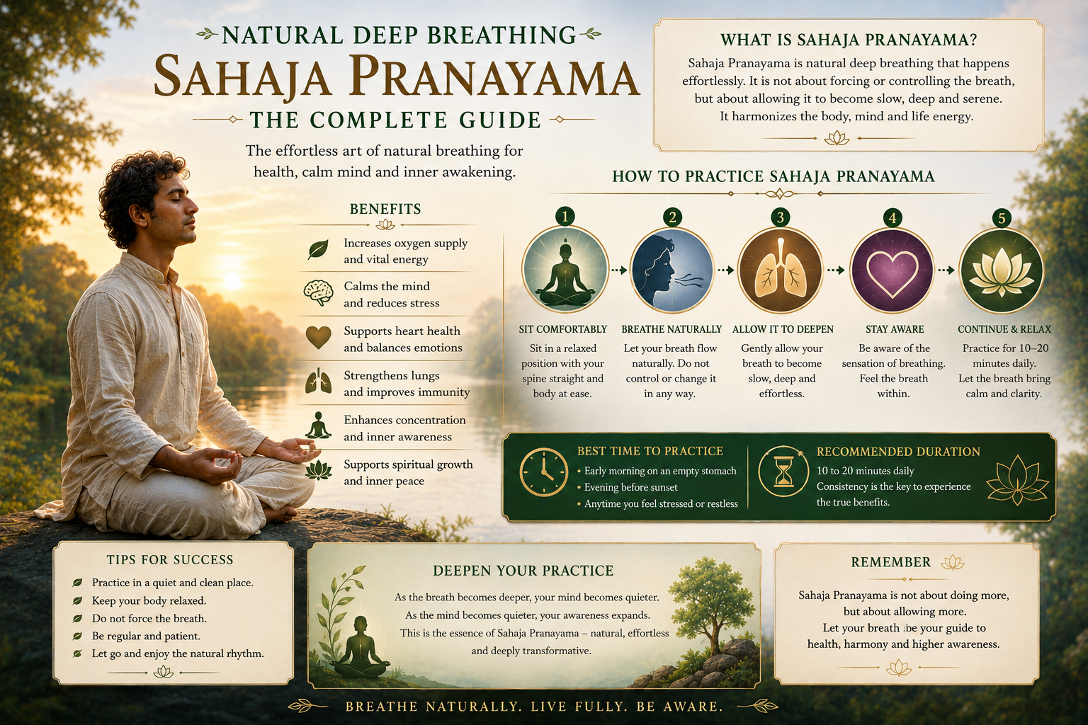 Natural Deep Breathing (Sahaja Pranayama) — Complete Guide to the Sacred Breath Practice