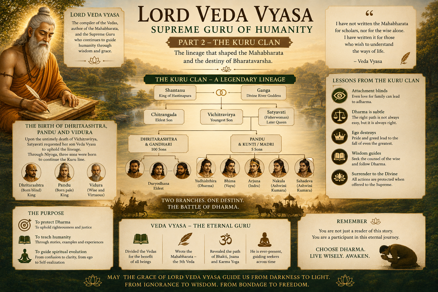 Lord Veda Vyasa Munihi — Part 2: The Divine Birth, the Kuru Clan and the Mahabharata